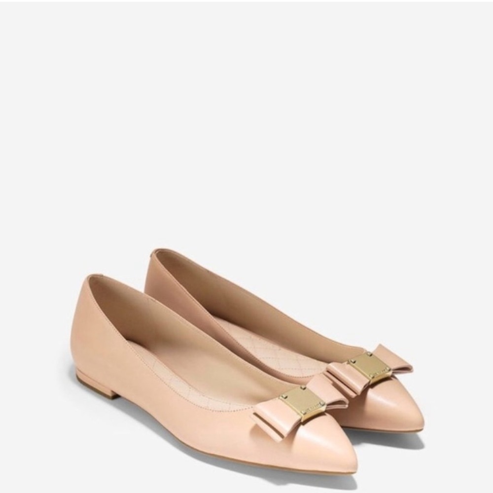 Cole Haan Blush Pink Pointed Toe Bow Flats